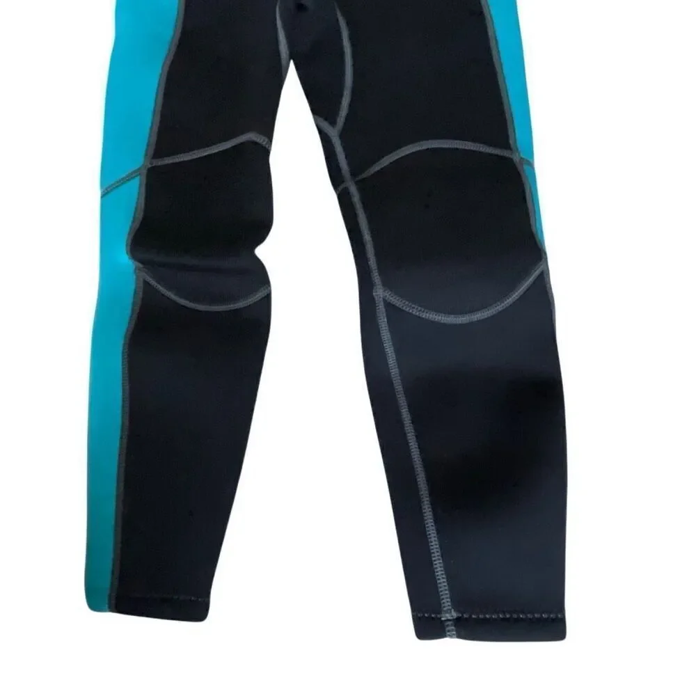 NWT! Hevto Youth 3/2MM Back Zip Full Body Wetsuit Black/Blue Size 8
